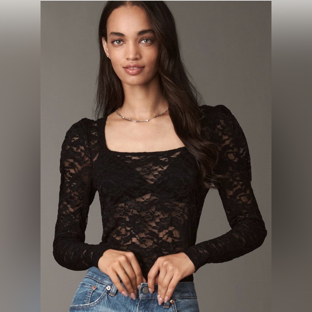 Anthropologie Black Lace Blouse